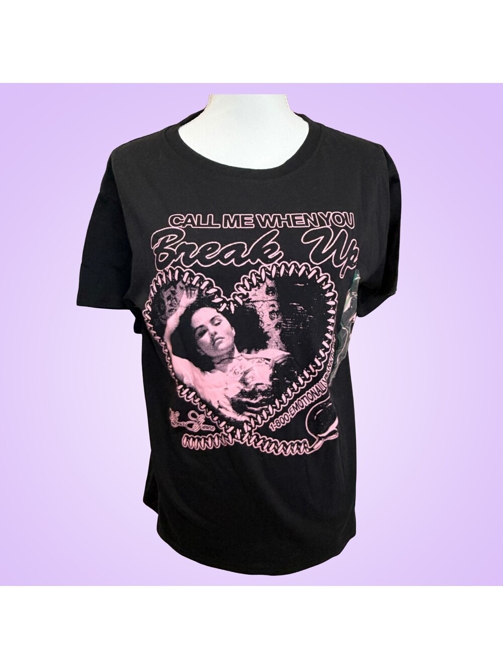 New Selena Gomez Call Me When You Break Up Graphic Tee Black Pink Womens Medium